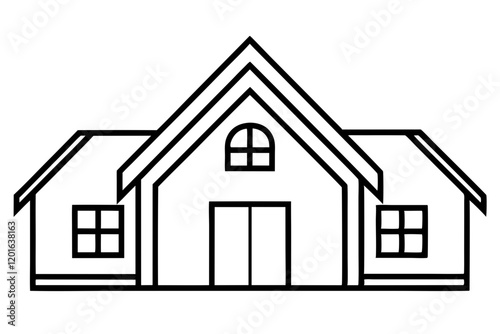 Detailed House Vector Icon with Architectural Features, Home Design Illustration