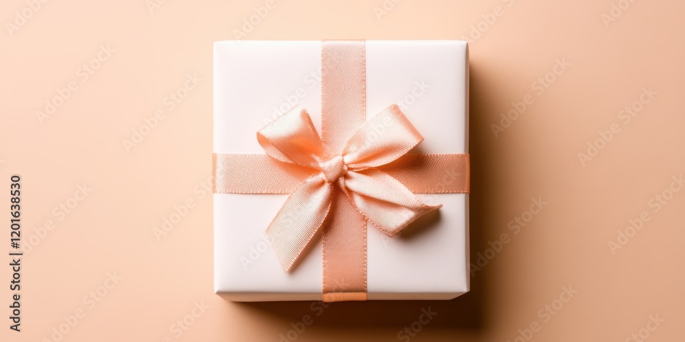 A pristine white gift box adorned with a delicate pink ribbon, radiating love and joy, perfect for celebrating heartfelt moments on Valentine's Day. A pristine white gift box adorned with a delicate pink ribbon, radiating love and joy, perfect for celebrating heartfelt moments on Valentine's Day.