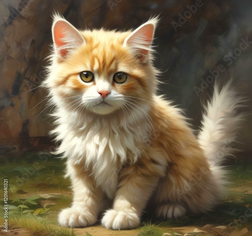 Illustration of fluffy cat.