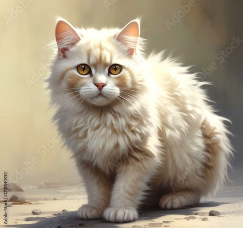 Illustration of fluffy cat.