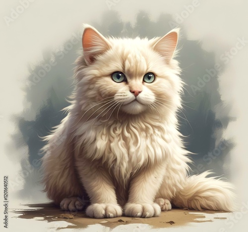 Illustration of fluffy cat.