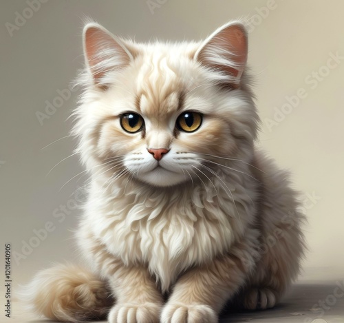 Illustration of fluffy cat.