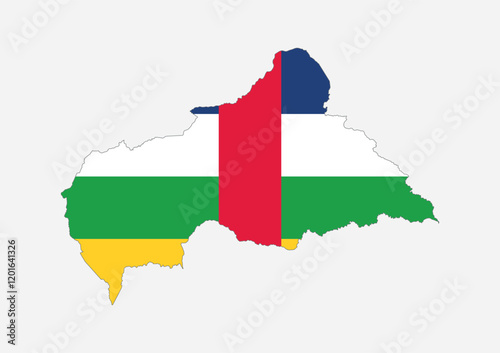 Central African Republic Map vector icon. Map of Central African Republic in Flag colors.
