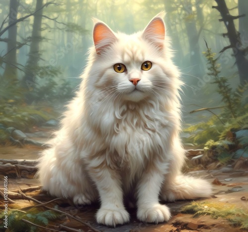 Illustration of fluffy cat.