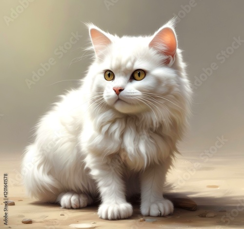 Illustration of fluffy cat.