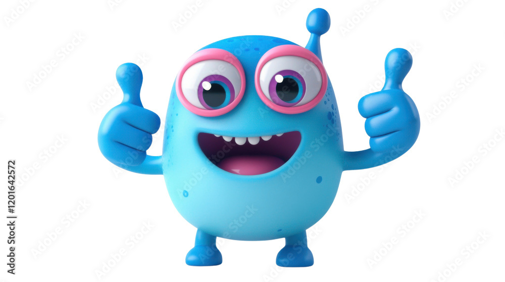 3d blue monster cartoon character isolated on white background 3d blue monster cartoon character isolated on white background