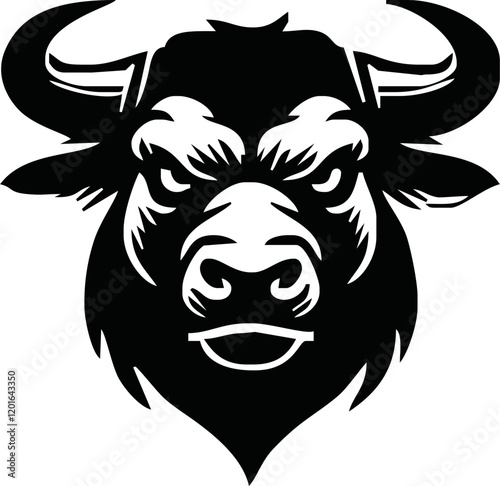 Silhouette Bull Head Icon Vector. Bull head icon isolated on white background.