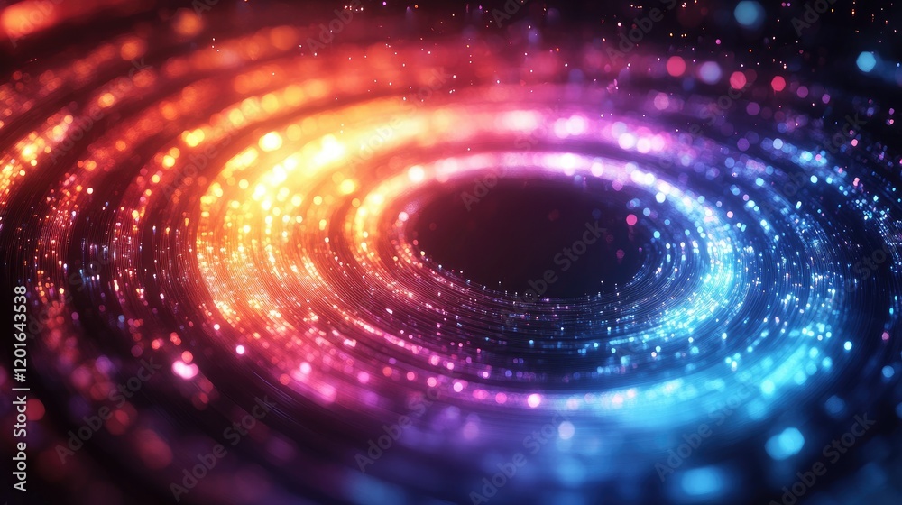 Vibrant swirling patterns of colorful light and sparkles creating a mesmerizing cosmic effect Vibrant swirling patterns of colorful light and sparkles creating a mesmerizing cosmic effect