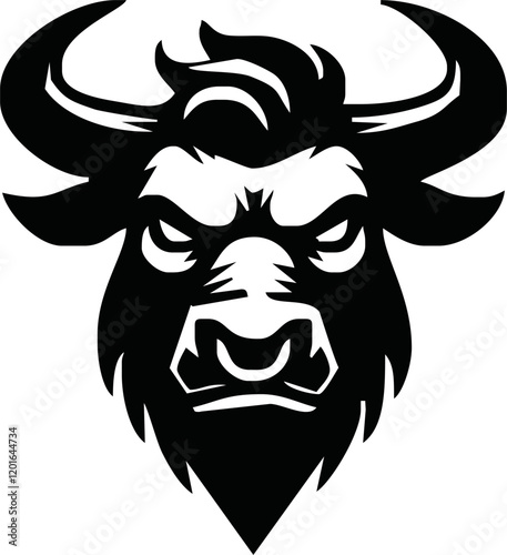 Silhouette Bull Head Icon Vector. Bull head icon isolated on white background.