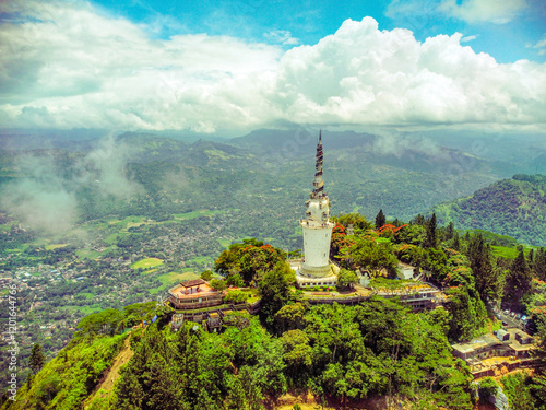 Ambuluwawa Tower in Kandy, Sri Lanka. Majestic tower in Sri Lanka.