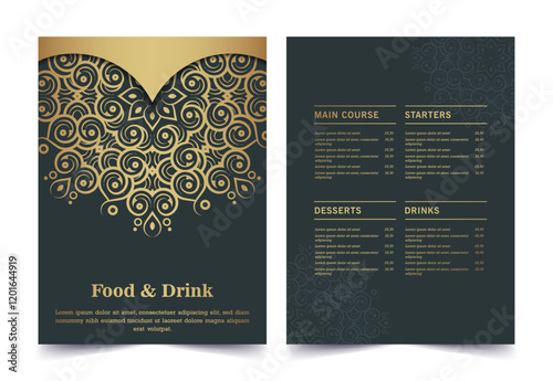 restaurant menu cover with mandala