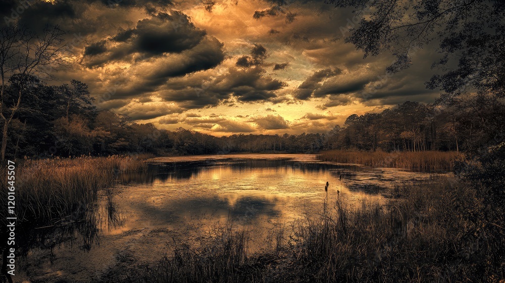 Fototapeta premium sunset over the lake