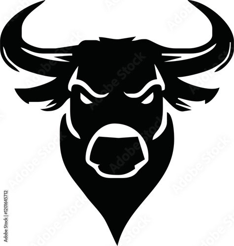 Silhouette Bull Head Icon Vector. Bull head icon isolated on white background.