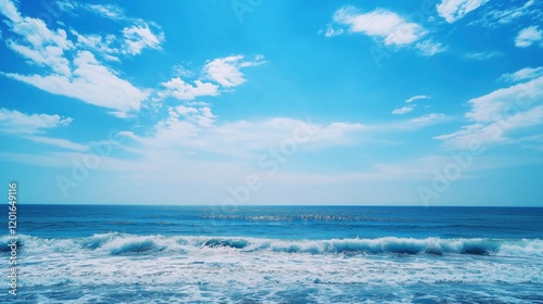 Calm waves against a vivid blue backdrop