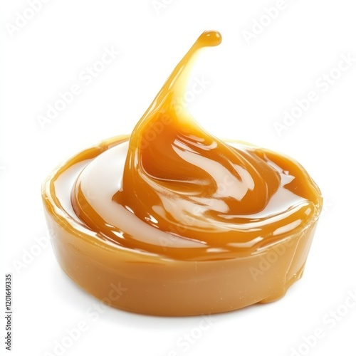 creamy caramel sauce isolated on white background  photo