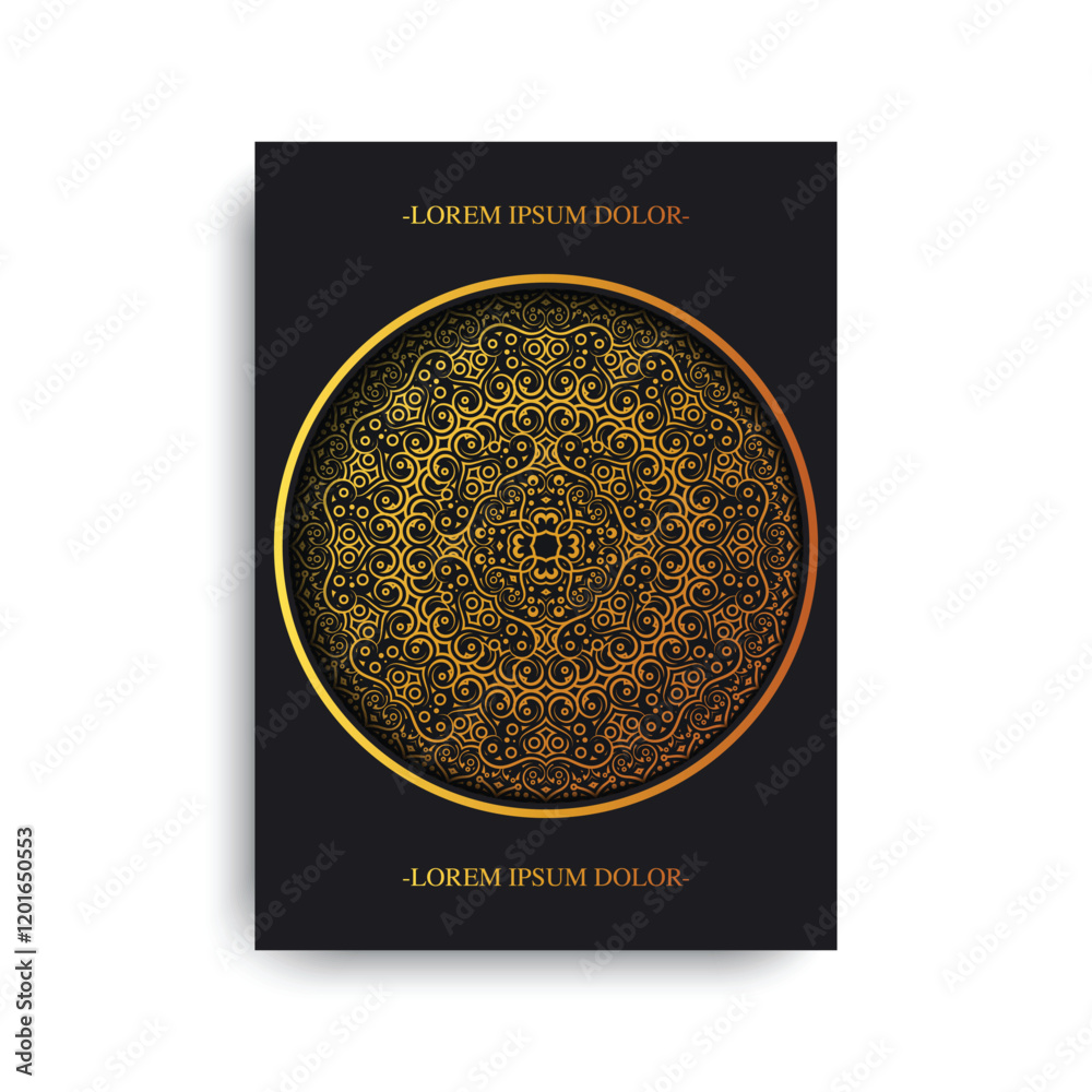 Naklejka premium Luxury gold border pattern cover template