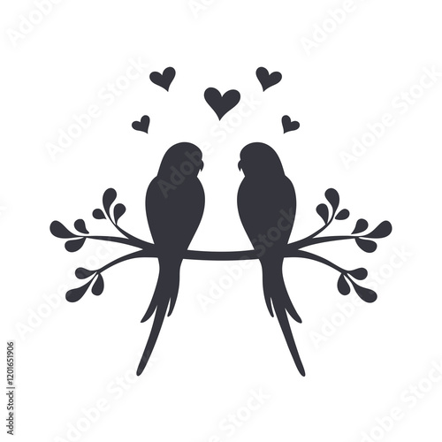 Lovebird Silhouette Vector Design illustration.