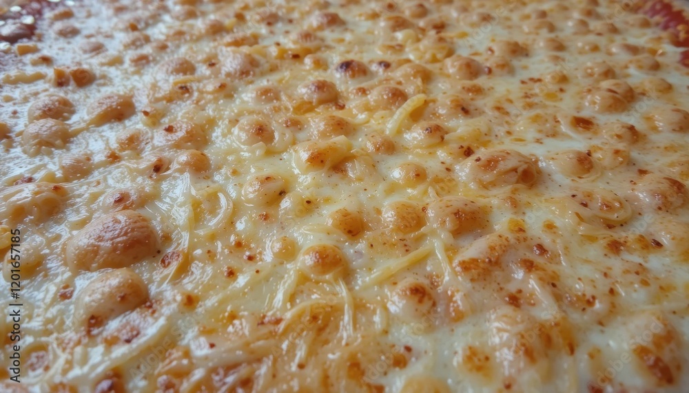 Textures of melted cheese on freshly baked pizza Textures of melted cheese on freshly baked pizza