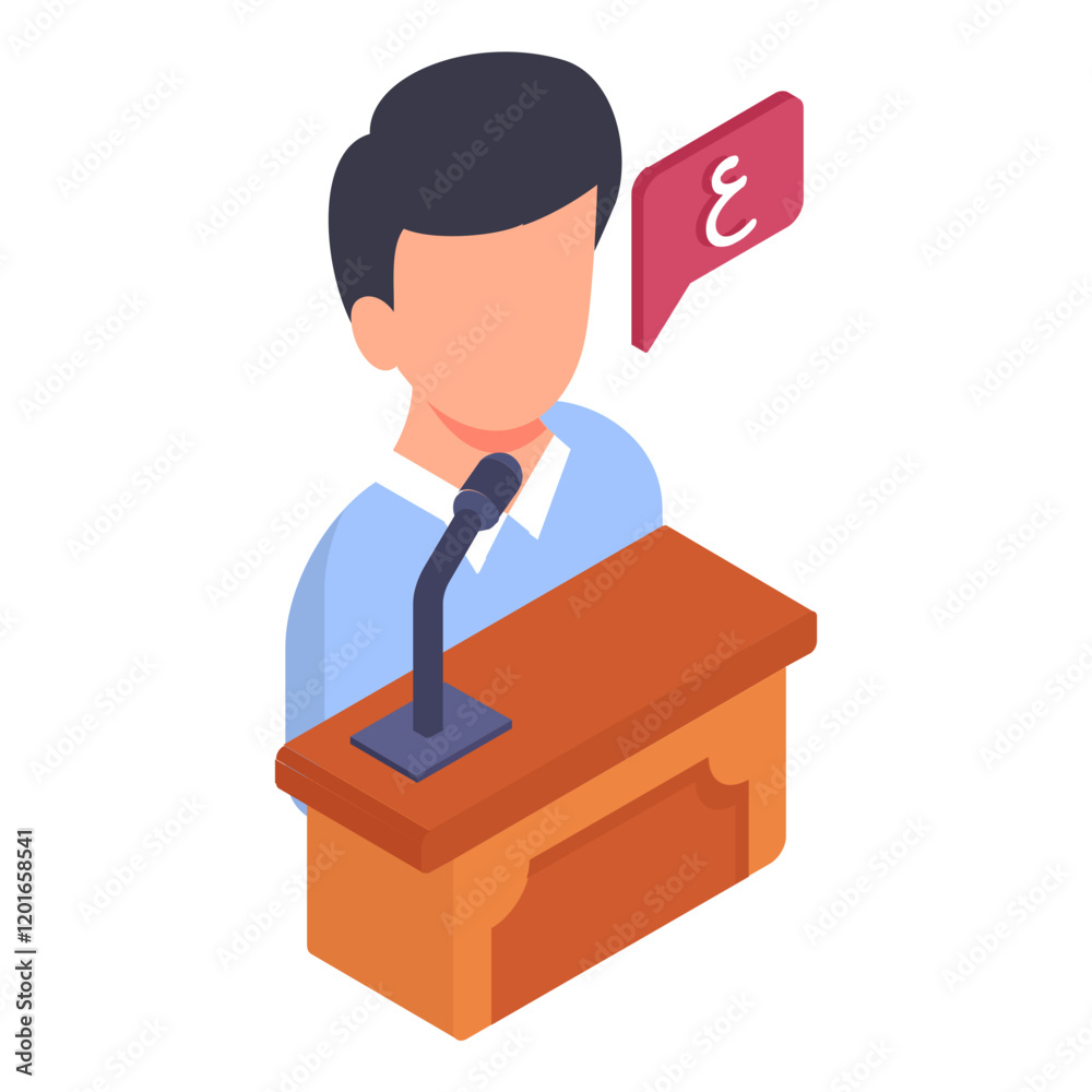 Native liturgical al-arabiyyah isometric vector icon, International Language Day symbol Translation Services sign, Plurilingualism and Multilingualis, Arabic Teacher Giving Lecture on Rostrum concept Native liturgical al-arabiyyah isometric vector icon, International Language Day symbol Translation Services sign, Plurilingualism and Multilingualis, Arabic Teacher Giving Lecture on Rostrum concept