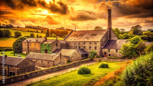 Vintage Irish Distillery Scene: Kilbeggan County Westmeath, Ireland photo