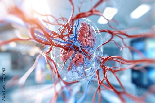 microscope revealing vascular system anatomy, clear structural details for analysis