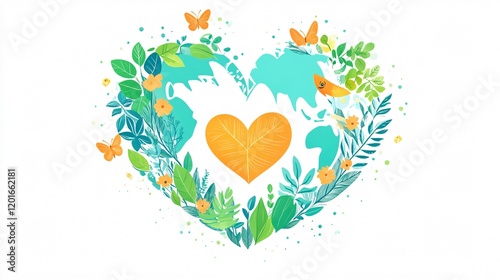 Heart-shaped world for International Peace Day representing love and harmony