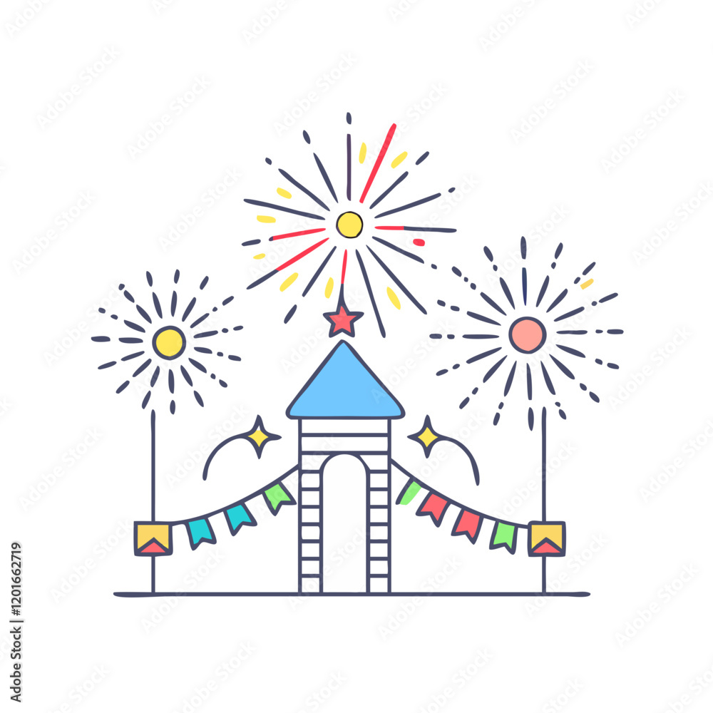 Obraz premium theme park fireworks icon, theme park fireworks vector illustration-simple illustration of theme park fireworks, perfect for theme park fireworks logos and themed design 
