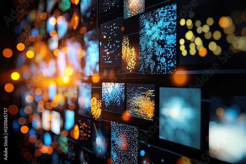 Digital imaging display showing images captured through a microscope, highlighting data collection processes, editorial feel, neutral tones