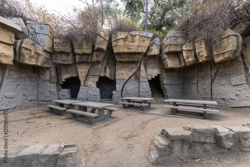 Obraz na plátně View of former animal enclosures at the historic Griffith Park old zoo picnic area in Los Angeles California
