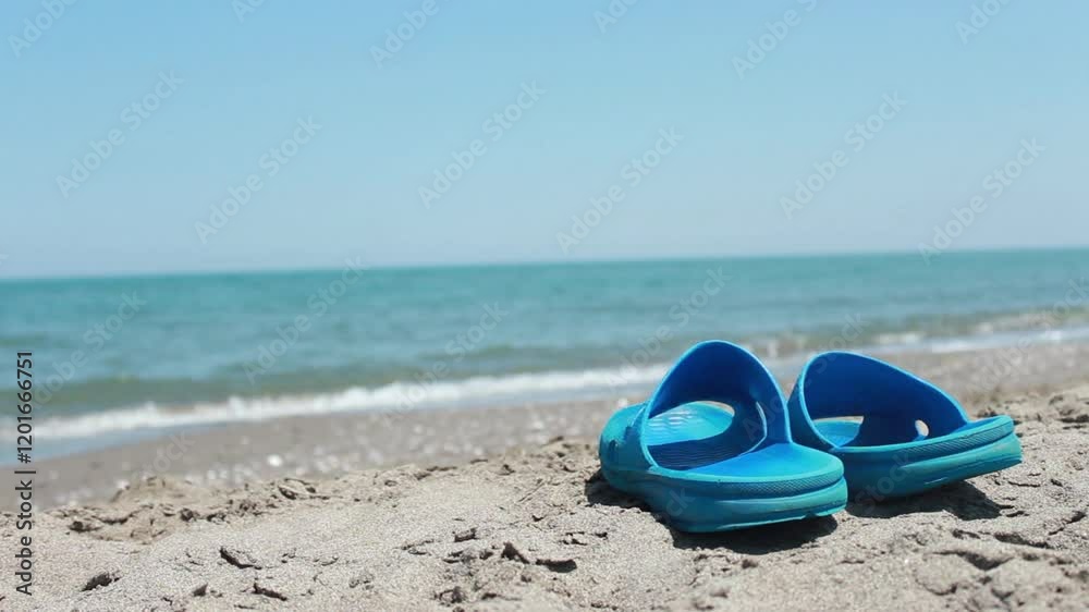 Walking on beach with slipper background