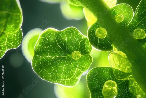 High-resolution microscope image highlighting chloroplasts in leaf cells, emphasizing photosynthesis in plant biology