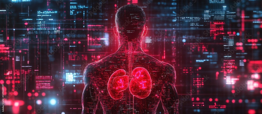 Obraz premium Digital Anatomy: Lungs and Data Streams