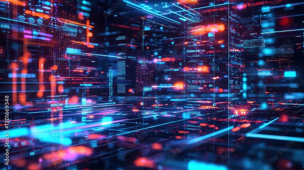 Obraz premium Futuristic AI-Driven Workflow Automation for Document Management