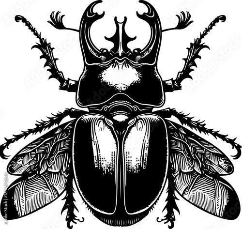 vector illustration design image icon logo symbol animal silhouette winged beetle insect.eps