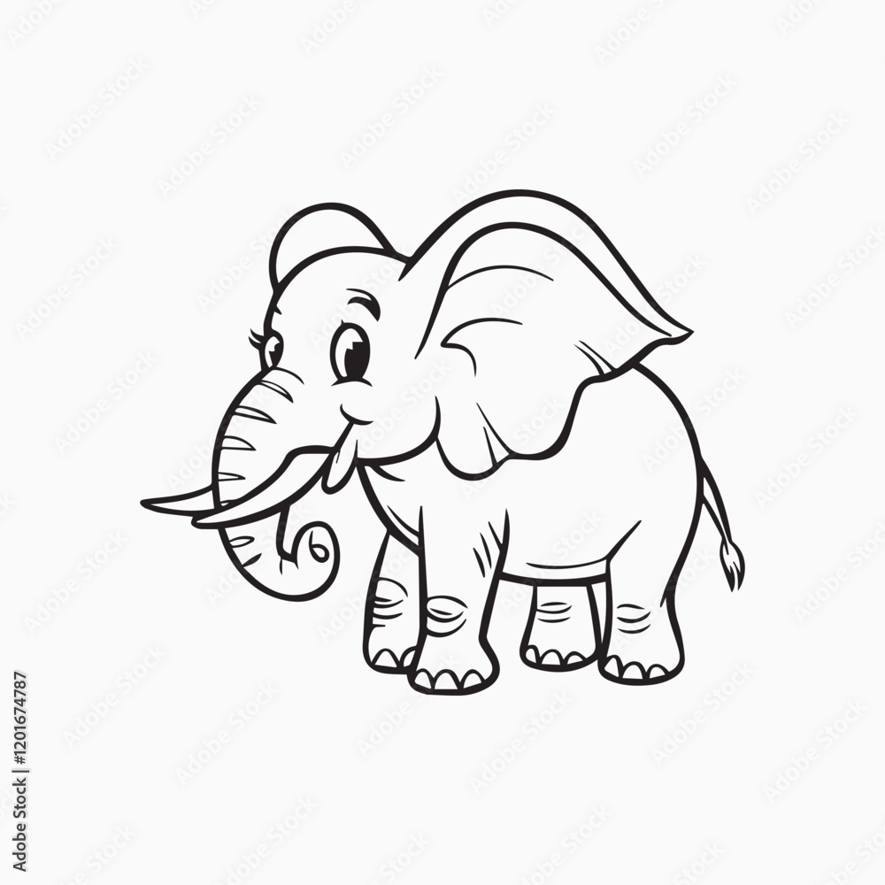 Fototapeta premium Elephant line art illustration vector silhouette graphic elements