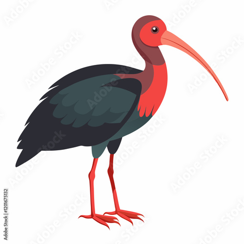 vector illustration of a stork bald ibis