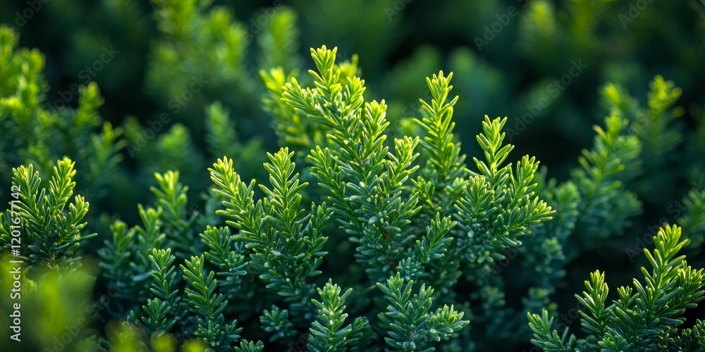 Close up of young green juniper branches showcasing their vibrant color and texture, captured in shallow depth of field, highlighting the beauty of young green juniper foliage. Close up of young green juniper branches showcasing their vibrant color and texture, captured in shallow depth of field, highlighting the beauty of young green juniper foliage.