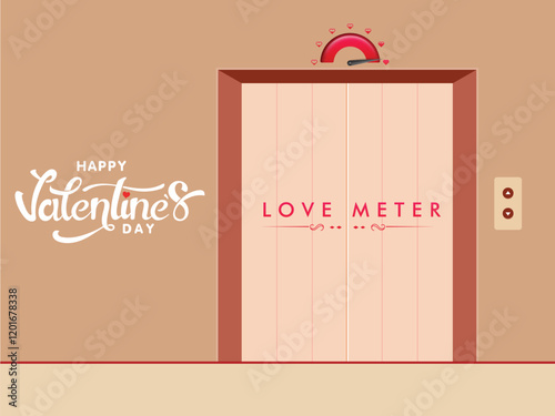 Love Meter Text on Lift Background for Happy Valentine's Day Celebration.