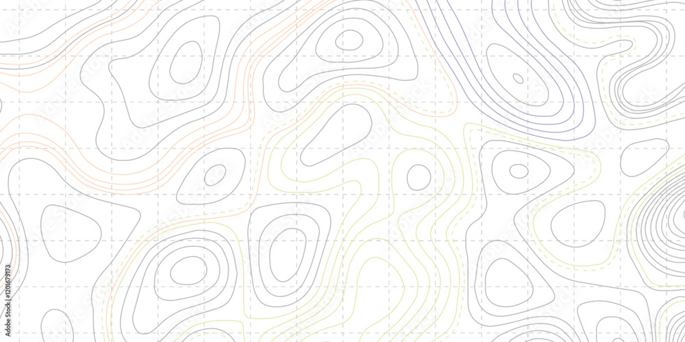 Fototapeta premium Abstract Seamless Topographic Contour Pattern Background.