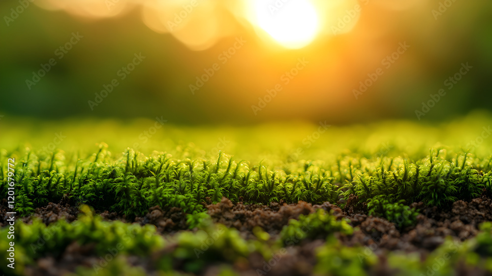 Lush Mossy Terrain Under Soft Illumination, Capturing the Essence of Nature's Balance and Intricate Textures in a Serene Environment Lush Mossy Terrain Under Soft Illumination, Capturing the Essence of Nature's Balance and Intricate Textures in a Serene Environment