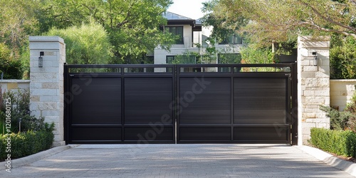 High Grade Steel Yard Gate Positioned Along Road in Front of Residential Building, Showcasing Durable Design and Modern Aesthetics of High Grade Steel for Enhanced Security and Style.