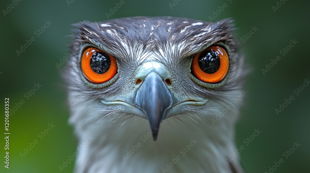 Fototapeta premium Close-up portrait of a hawk with intense orange eyes.