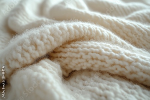 Weiche, handgestrickte Wolltextur in Cremefarben

