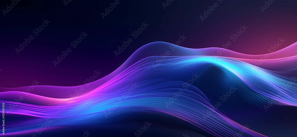 Fototapeta premium A vibrant background with neon blue and purple waves