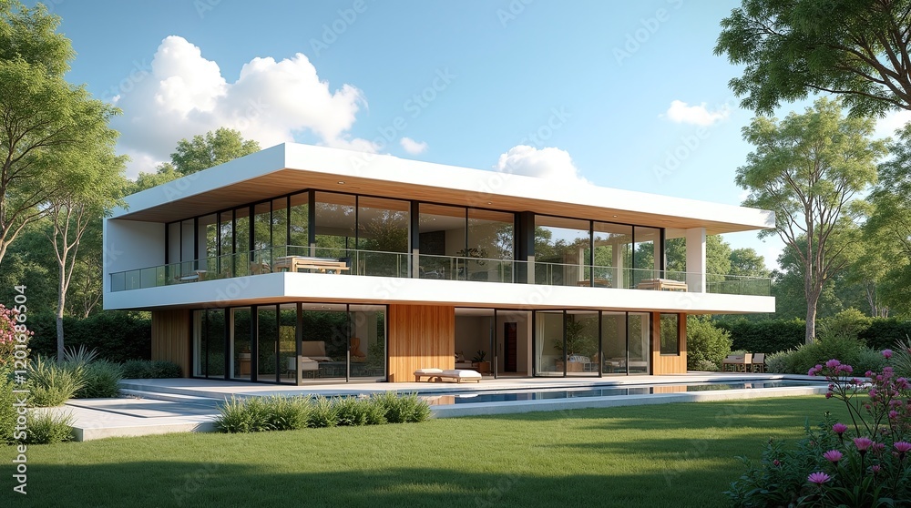 modern house in the garden modern house in the garden