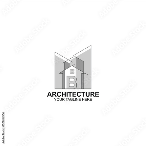 letter b logo icon for construction with creative illustration