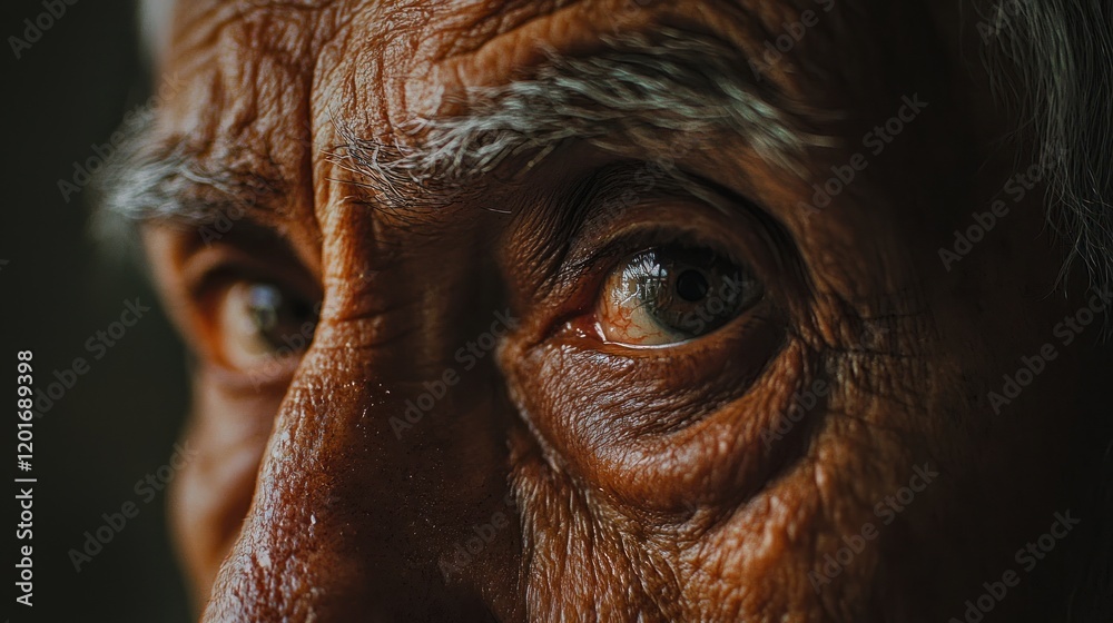 Close-up portrait of an elderly man's eyes, showing wrinkles and age. Close-up portrait of an elderly man's eyes, showing wrinkles and age.