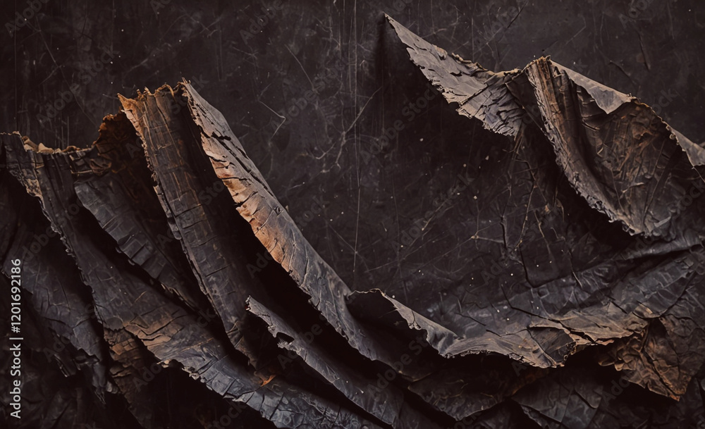 A black and brown mountain range with a lot of texture. The mountain range is made of wood and has a lot of cracks and crevices. The image has a moody and rugged feel to it A black and brown mountain range with a lot of texture. The mountain range is made of wood and has a lot of cracks and crevices. The image has a moody and rugged feel to it
