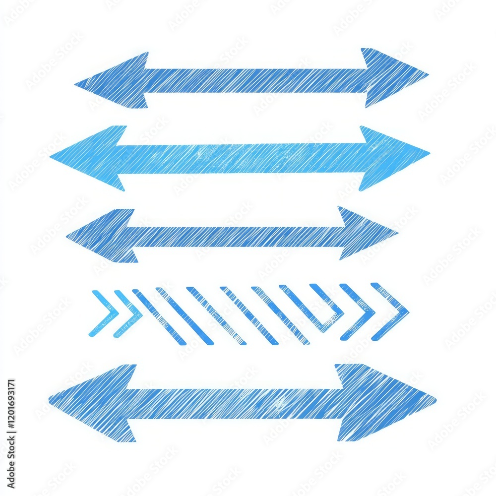 Fototapeta premium Blue arrows, isolated on a white background