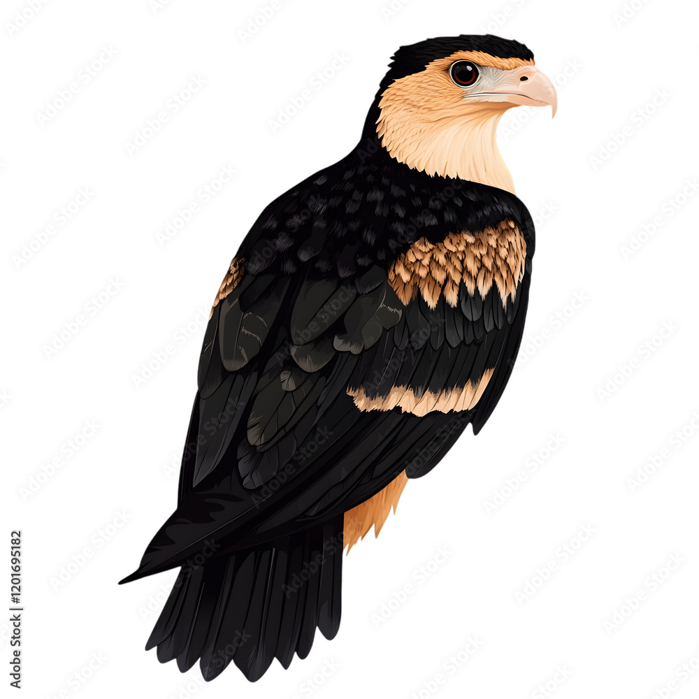 Obraz premium Bird, Southern Caracara, Amazon, Forest, Pantanal, Amazon Rainforest, Nature, Art, Image with Transparent Background PNG, for Stickers, T-Shirt Print, Cap, Mug, Flip Flops, Mousepad, Transparent PNG
